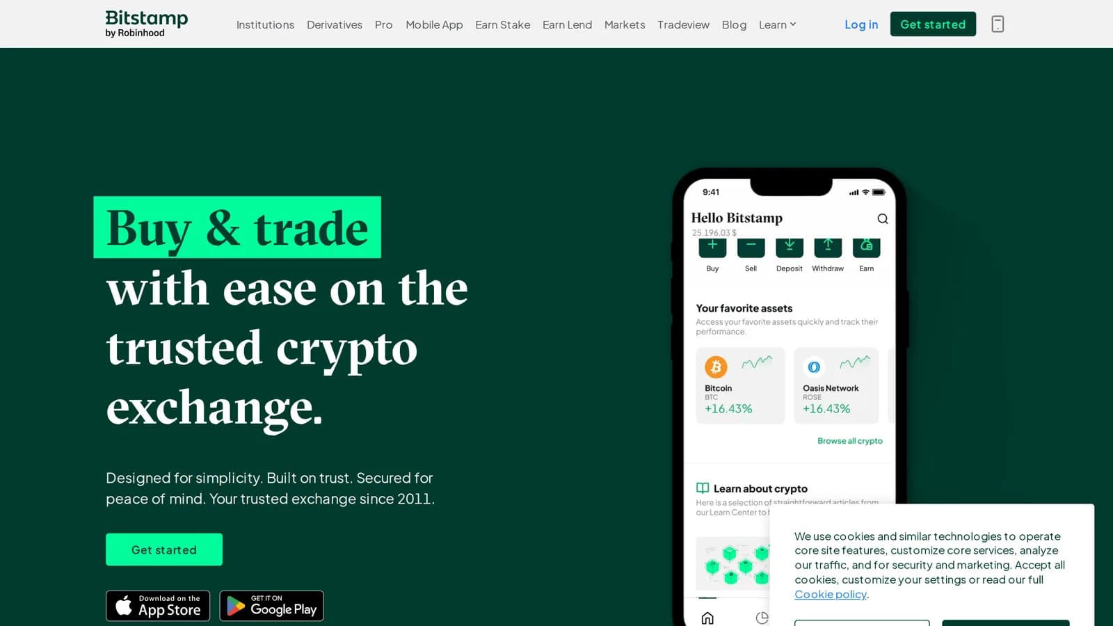 Bitstamp homepage, captured for this review
