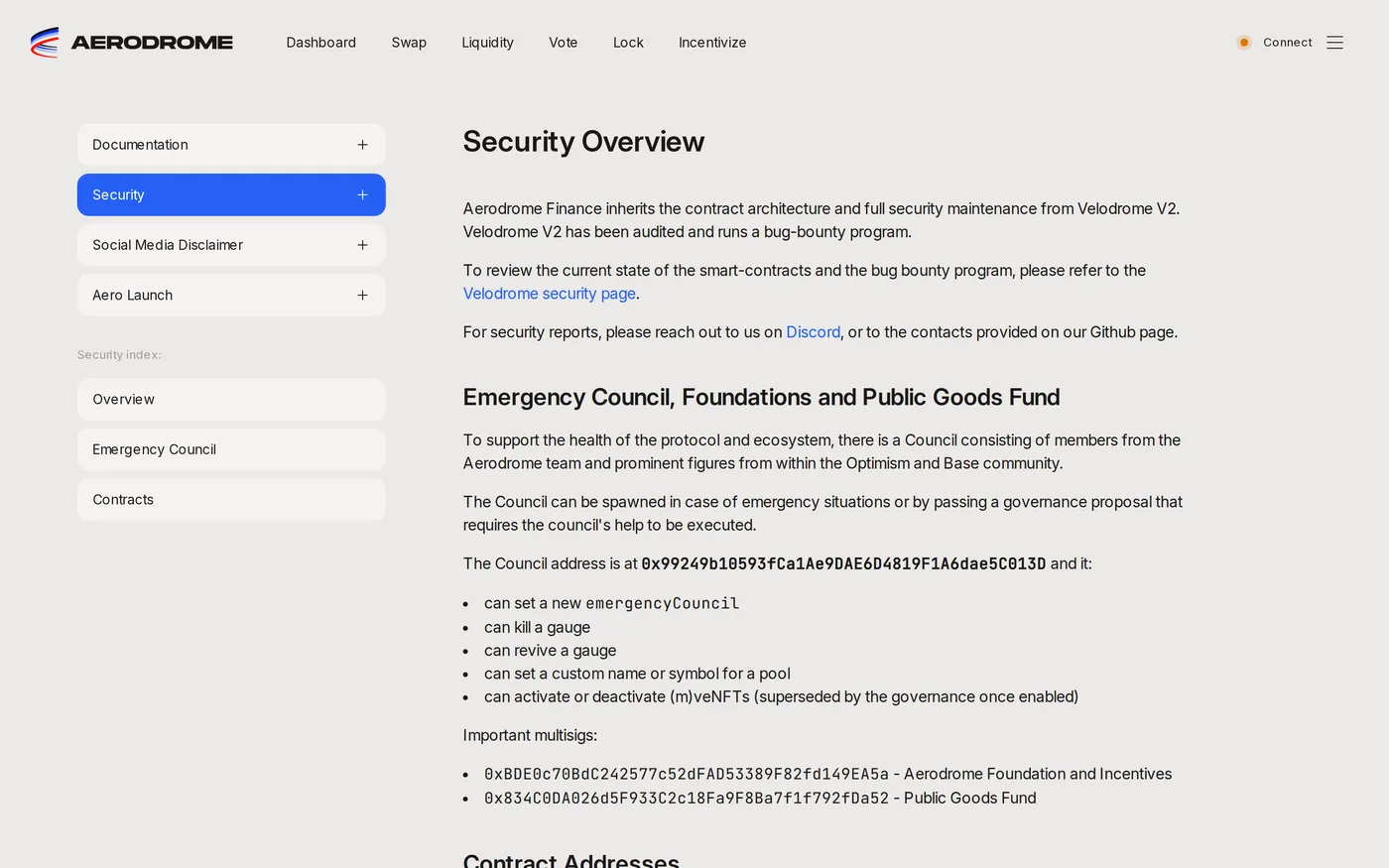 Aerodrome's security page