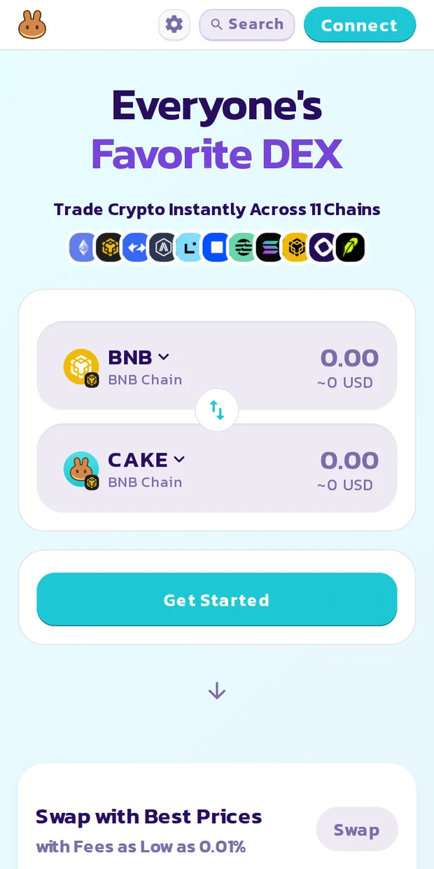 PancakeSwap at phone width