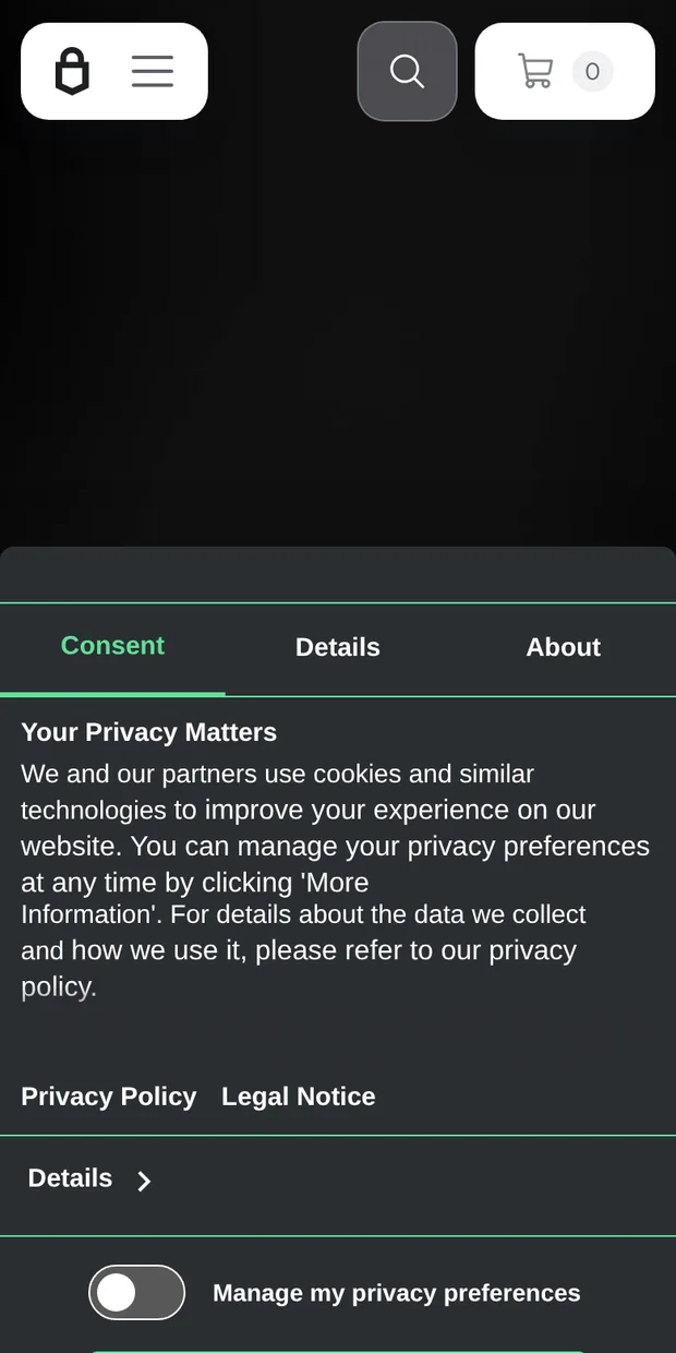 Trezor's site at phone width